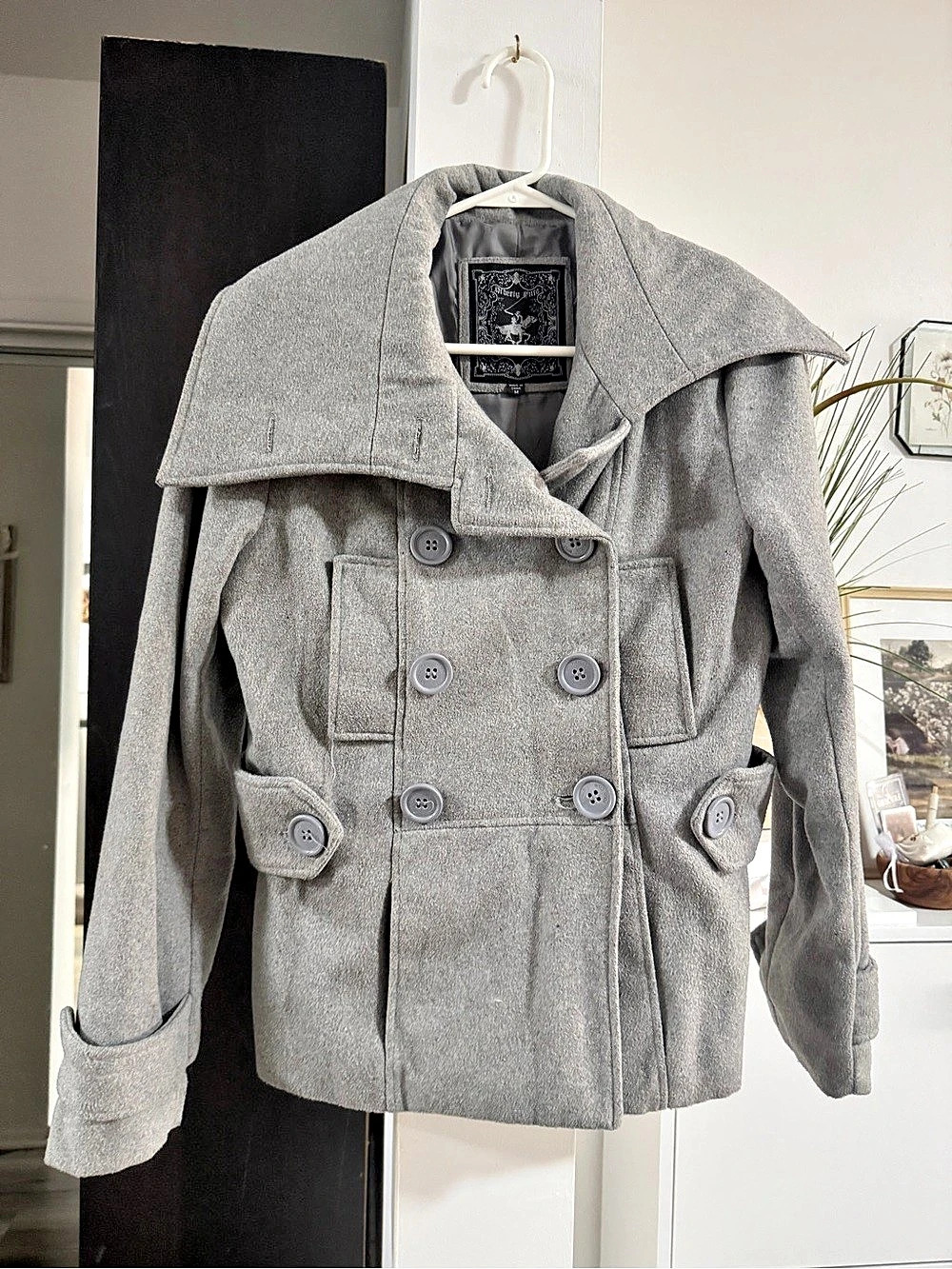 Beverly Hills Polo Club Gray Wool Blend Pea Coat Size Medium